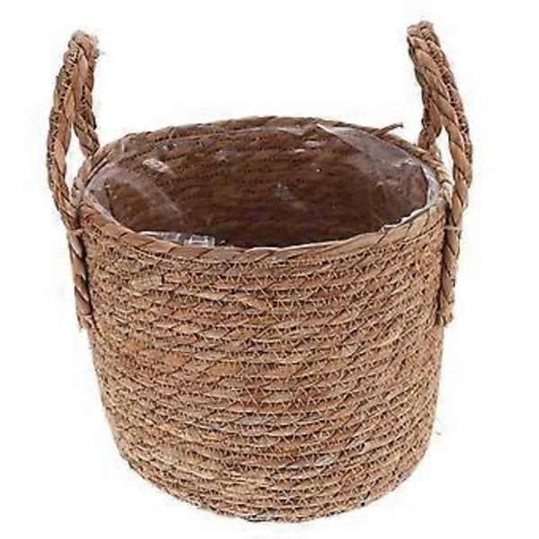 1st Heminredning Retro Förvaring Halm Blomkruka Multifunktionell Blomlåda (25CM)
