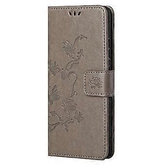 Blomfjärilspräglat Plånboksfodral i Läder med Stativ och Rem för OnePlus Nord 2 5G