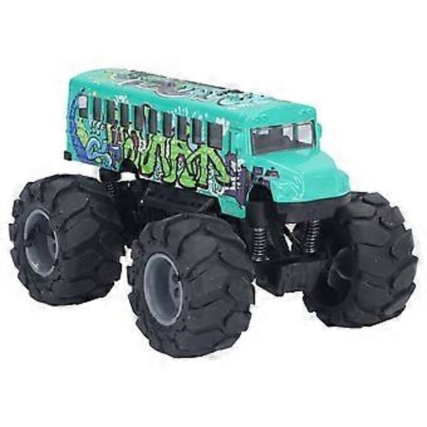 1:43 Mittakaavan Linja-auto Automalli Metalliseos Isot Pyörät Korkea Simulaatio Vedä Taakse Koulubussi Lelu Graffiti Vihreä