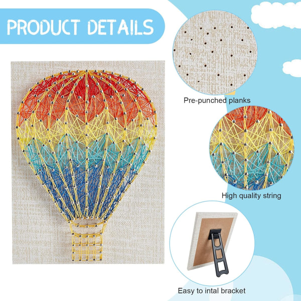 20cmx20cm String Art Crafts Kit for Beginners Adults and Kids Handmade 3D Hot Air Balloon Craft Art