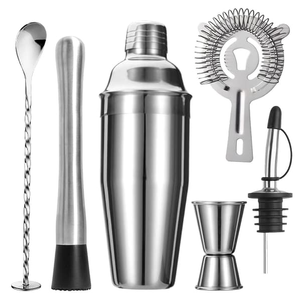 6-delt Boston Shaker Sett, 750ml Rustfritt Stål Shaker Verktøysett