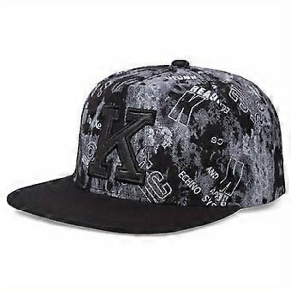 K bogstav baseball kasket hiphop hat trendy hat skyggekasket (Mørk khaki)