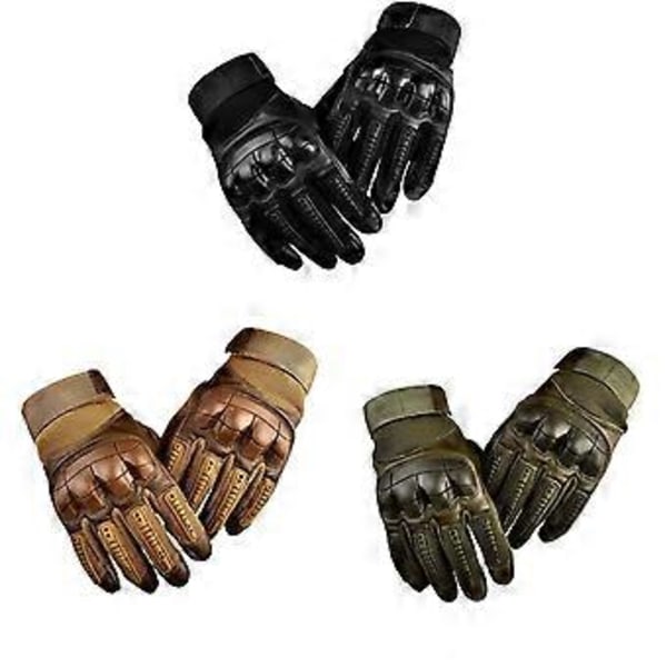 Taktiska handskar med fullt finger, skyddande hårda knogar, arbets-, armé-, militär-, jakt-, kampanj (M Grön)
