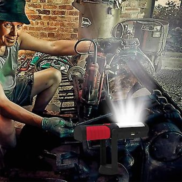 LED COB Käsivalaisin Ladattava Autotalli Tarkastuslamppu Magneettivalo (Punainen)