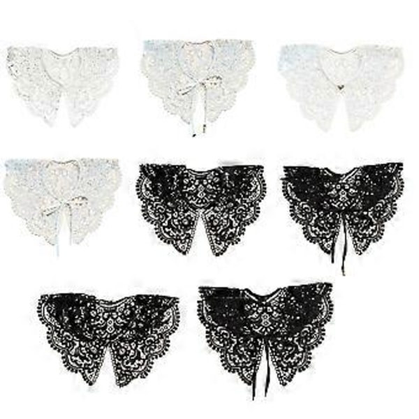 Aftagelig Krave Falsk Krave Broderi Krave Dickey Krave Sweater Krave Falsk Krave Dame Blondekrave til Kvinder (Guld hvid)