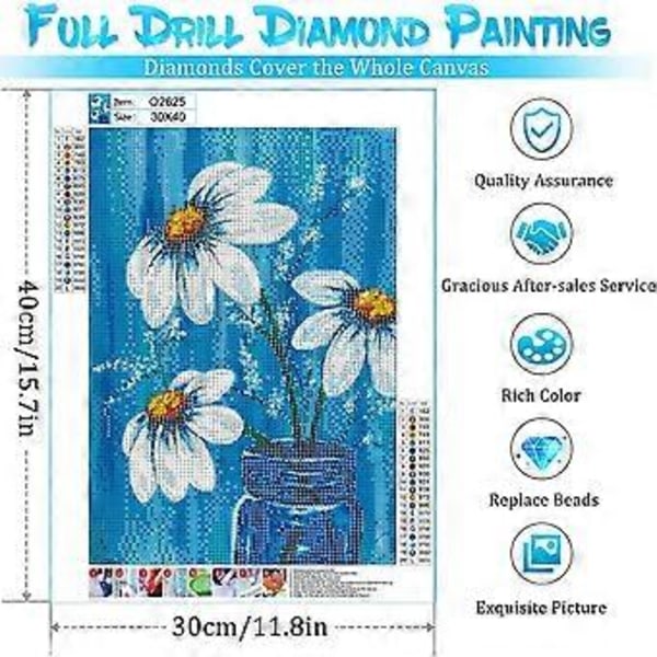 Diamantmålning Kit för Vuxna, DIY 5D Rund Vas Full Diamant Blomma Blommig Diamantkonst, Perfekt för Barnmålning och Hemfritid och Väggdekor
