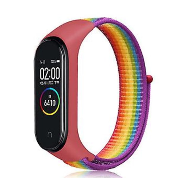 Nylonvevd klokkearmbånd for Xiaomi Mi Band 7 (Regnbuefarger)