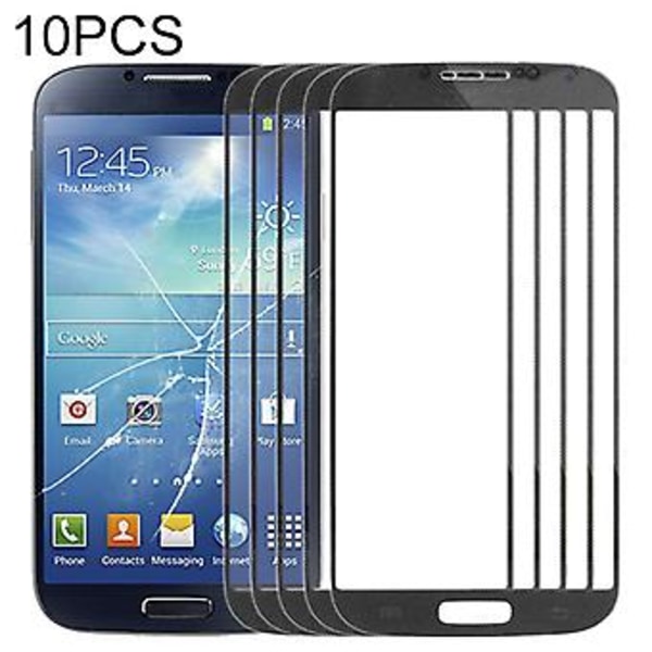 10 stk. Front skjerm ytre glasslinse for Galaxy S IV / i9500 Svart