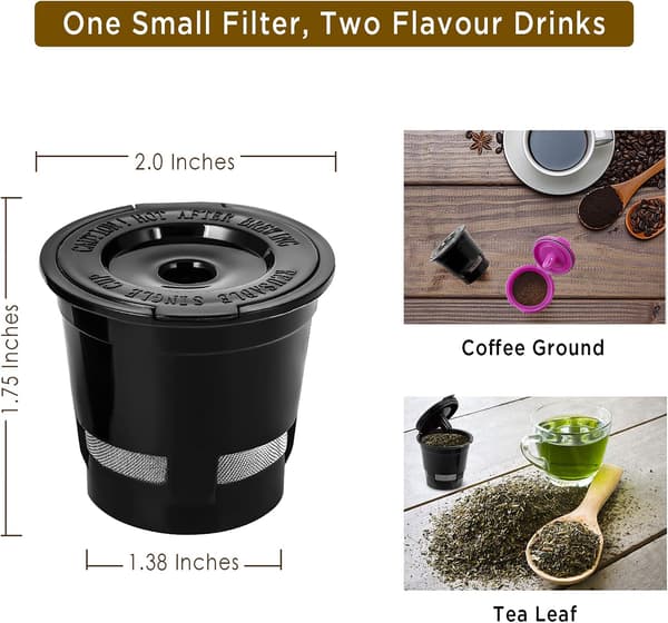 Sett med 4 gjenbrukbare mesh-kaffekopper for Keurig 1.0-brygger, Univers