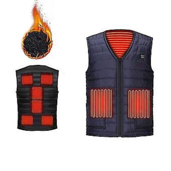 Oppvarmet Vest Vinter Veste Termisk Gilet Varmende Oppvarmet Jakke For Kvinner Menn (M Blå)