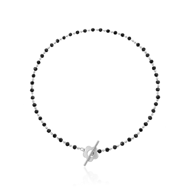 Svart(vit k) Guld Blomma Lariat Lås Halsband Frö Pärla Halsband