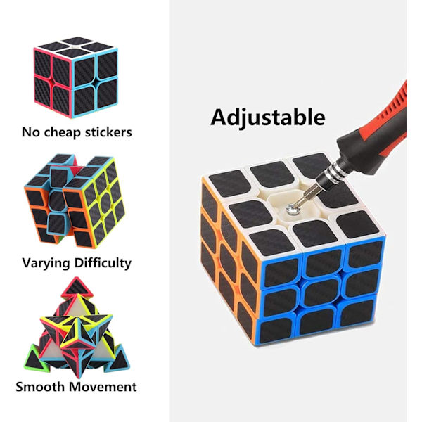 Speed ??Cube Set, Puzzle Cube Bundle med 2x2 3x3 4x4 Pyramid Speed
