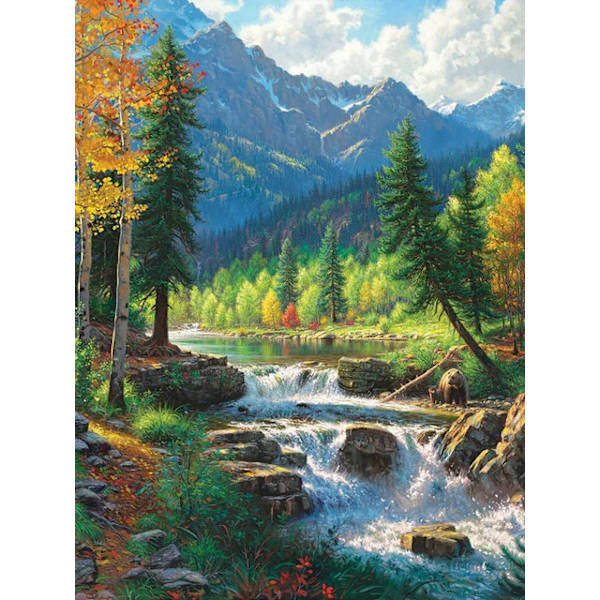 30x40 cm 5D DIY-timanttimaalaus, Panoraamavesiputous t