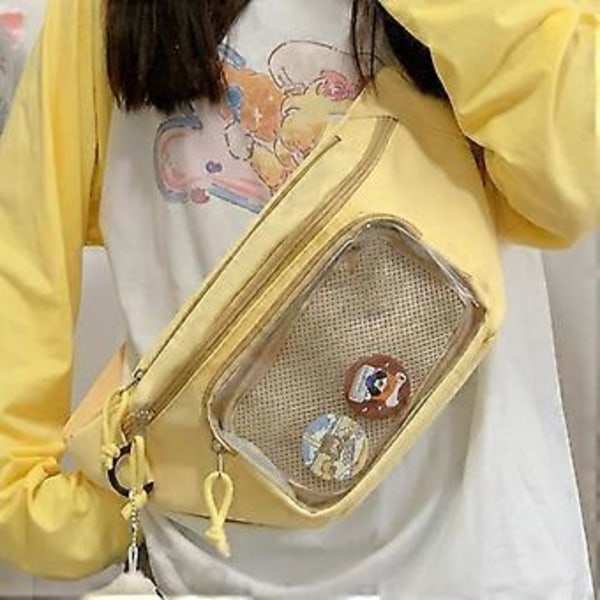 Chic Gul Itaväska Med Transparenta Nåldisplayväskor Mode Crossbody Väska Midjeväska Bröstväskor För Anime-fans Blå (Blå)