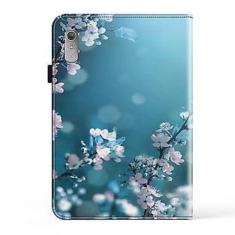 Målat läderfodral för Lenovo Tab P11 Gen 2 (Plommonblomma)