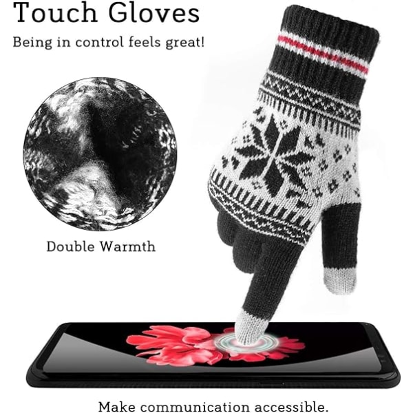 Vinter touchscreen-hansker, 2 par touchscreen-hansker, dame