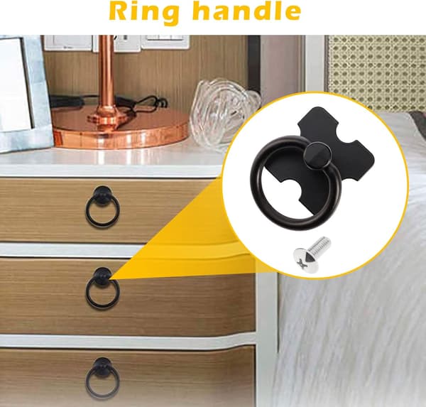 8 stk Retro Skuffeskuff Håndtak, Legering Ring Skap Håndtak,