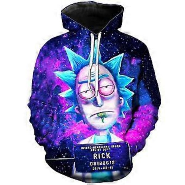 Rick and Morty 3D digitalt printet sweatshirt med hætte herre sweatshirt varmeoverførsel sweatshirt -NMAOV(2XL style 1)
