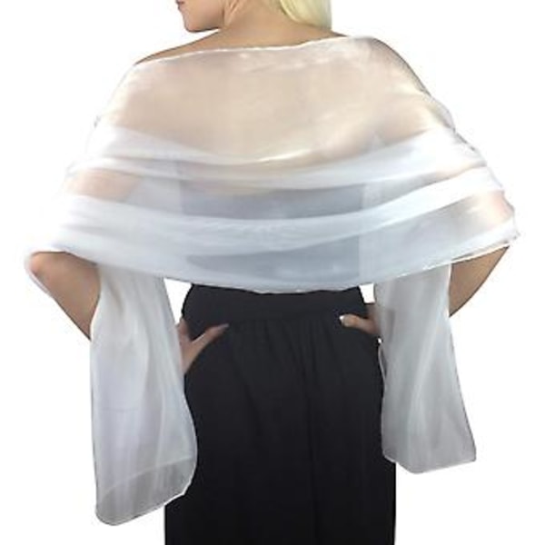Iriserande Wrap Stole Sjal för Bröllop Brud Brudtärnor Baler & Fester, Vit