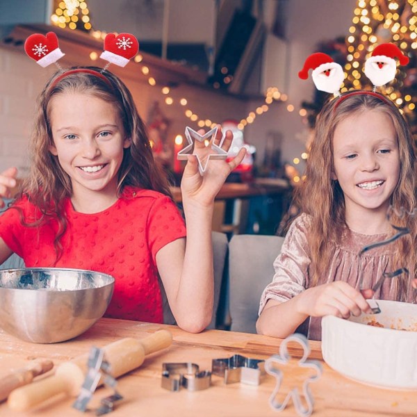 8 stk julehårtilbehør, julehodebånd, nisse