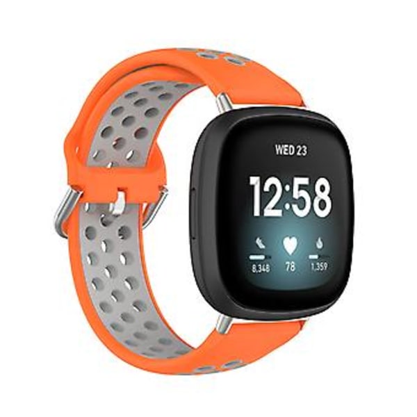 To-farvet Silikon Urrem til Fitbit Versa 3 (Orange Grå)