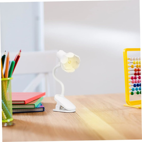 Klipsboglampe, lyshåndværksbordlampe, klips på sengelampe, øjenplejende bordlampe, nat-LED-pærer, plastikbørnelampe