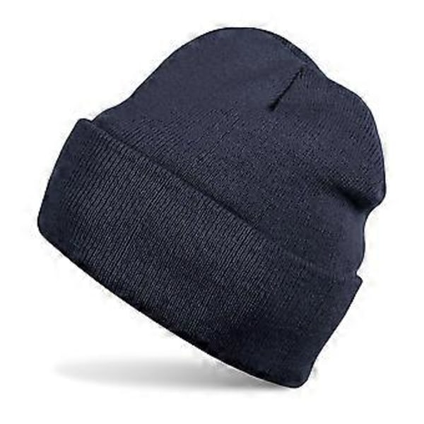 Unisex Strikket Beanie Hat - Enkelt, Varmt, Med Kant, Vinterhue, Vindtæt, Ørebeskyttende Hat til Udendørs Sport (Mørkegrå)