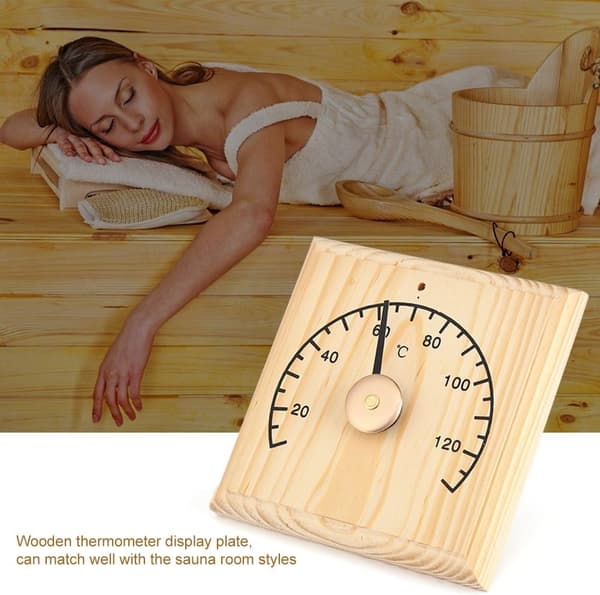 Saunatermometer, 0~140℃ Saunarums Termometer Træ Indendørs Th