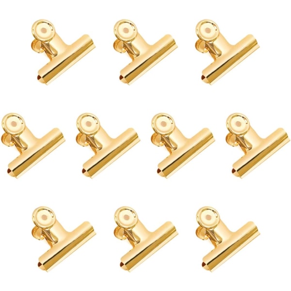 Guld Binder Clips, 10 Pakke 2 Tommer Rustfrit Stål Store Bulldog M