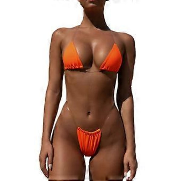 Näkymättömät olkaimet Bikinit Yksivärinen Naisten Uima-asu Bikinit Kaksiosainen Setti ONE SIZE (useita värivaihtoehtoja) (Oranssi)