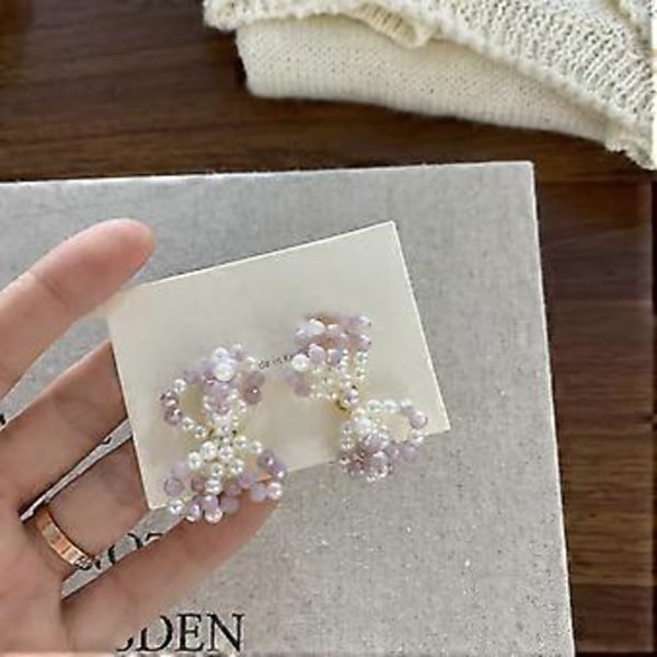 Moderigtige sløjfeøreringe bryllupssmykker perleøreringe elegante ørestikker sløjfeøreringe velegnet til et moderigtigt look (6)