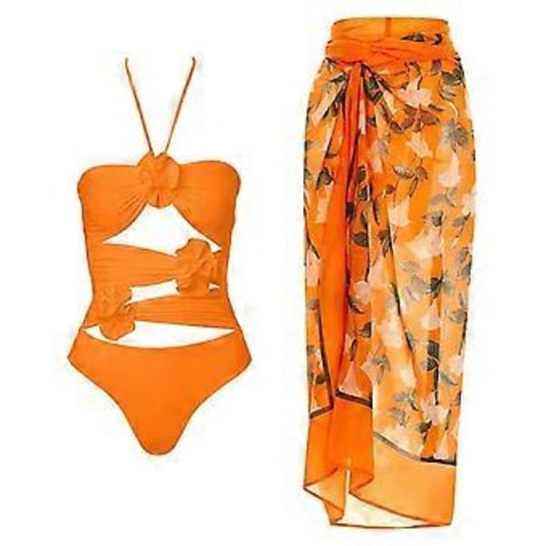 To-delt badedragt til kvinder, sexet strandstil badetøj (L Orange)