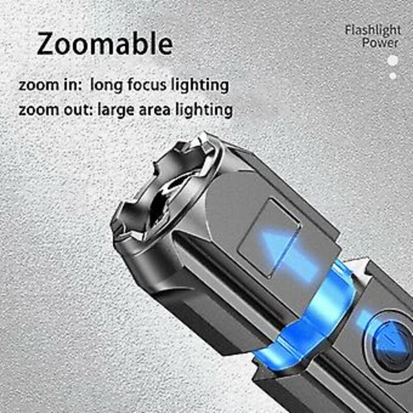 Superstark LED Taktisk Ficklampa Zoombar Uppladdningsbar Camping Vandring ( )