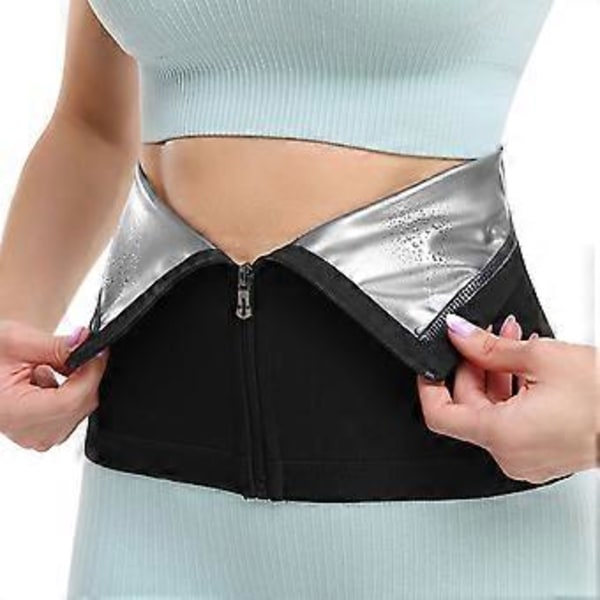 Midjetränare för Kvinnor Nedre Magefett - Bastudräkt Svettbälte Magtrimmer (4XL-5XL Silver Svart)