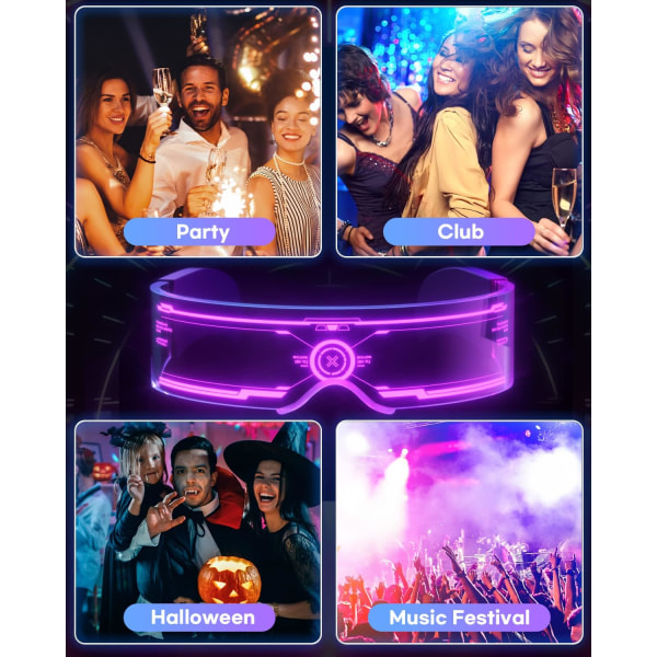 Thunder - Led-lasit - Valoisa lasit Cyberpunk Futuristiset Neon Rave DJ