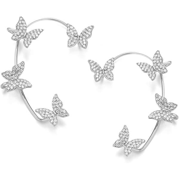 Butterfly Wing Drop Dangle Øreringe Forgyldt Krystal Rhinestone