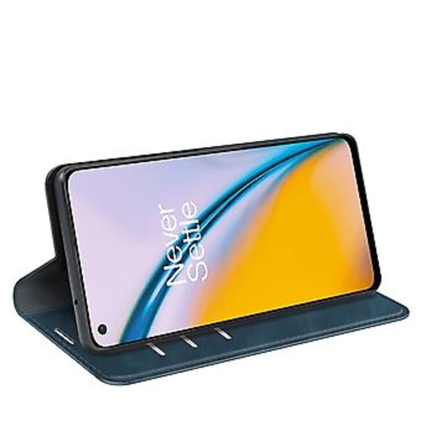Til OnePlus Nord 2 5G Magnetisk Sugning Læderetui (Mørkeblå)