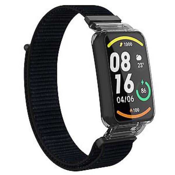 PC-etui + Nylon Loop-rem til Xiaomi Mi Band 7 Pro (Sort)