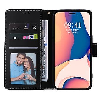 Marmor Bronse PU-etui for iPhone 14 Pro (Svart)