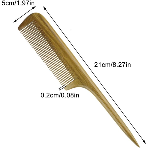 Peigne a Queue, Peigne en Bois vert Bois de Santal Antistatique