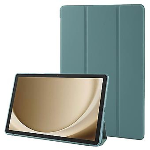 Kolminkertainen Nahkainen Tabletin Kotelo Samsung Galaxy Tab A9+:lle (Tummanvihreä)