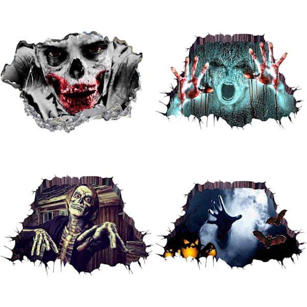 4 Pakka Halloween-seinätarroja 3D-seinätarroja Halloween-kauhu