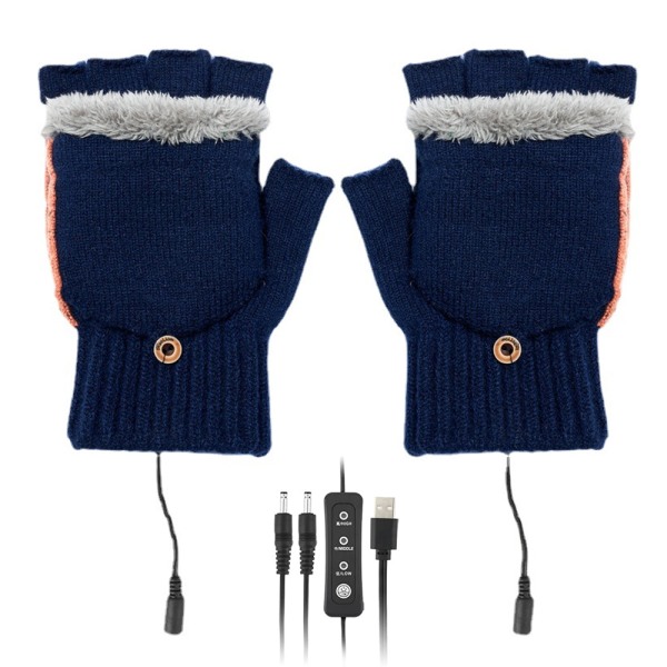 USB uppvärmda handskar (marinblå), Vinterhandskar för män för damer Washab