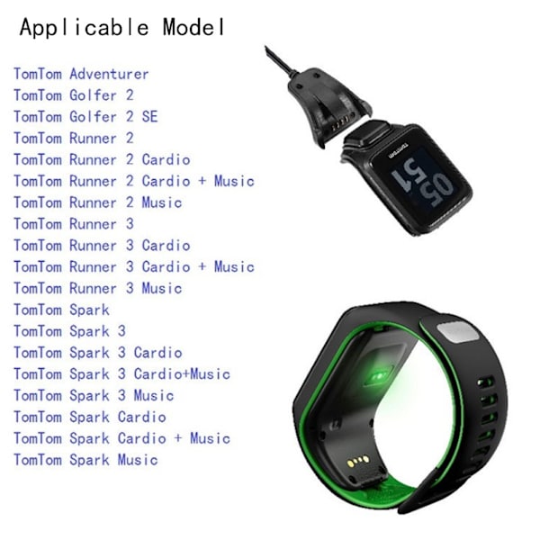 USB-datakabelladdningshållare för Adventurer/Golfer 2/Spark 3/Runner 2/Runner 3 GPS Fitness