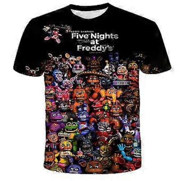 FNAF Five Nights at Freddy's 3D-tryckt Kortärmad T-shirt för Barn Casual Tee Toppar Pojkar Flickor Sommar T-shirts Blus Kläder (9-10 År A)