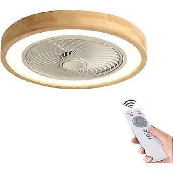 Tyst takfläkt i trä med belysning 36W LED Taklampa Fläkt Dimbar Fjärrkontroll Fläkt Ljuskrona Modern Taklampa för Rum