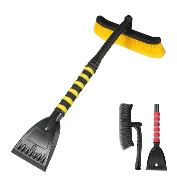 (Yellow and Black）2in1 Ice Scraper and Snow Brush, Removable Scraper with Non-Slip Soft Handle for C