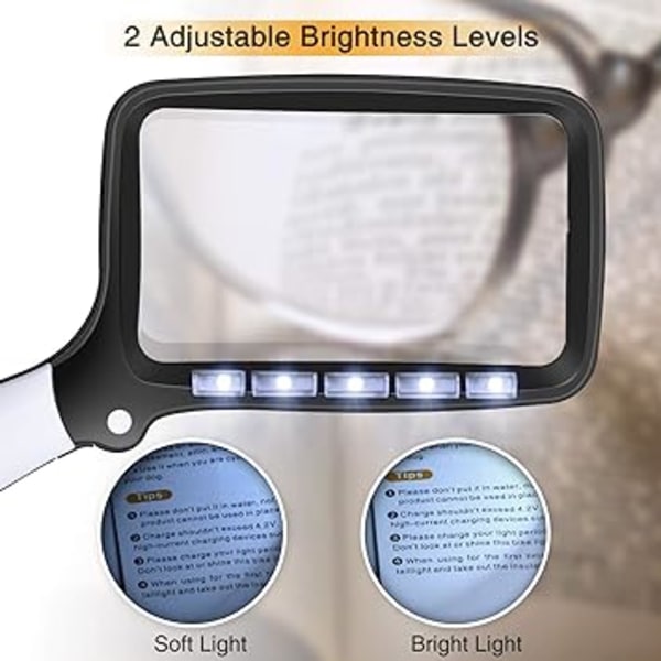 Rectangular Magnifying Glass with Light Magnifier Large Foldable