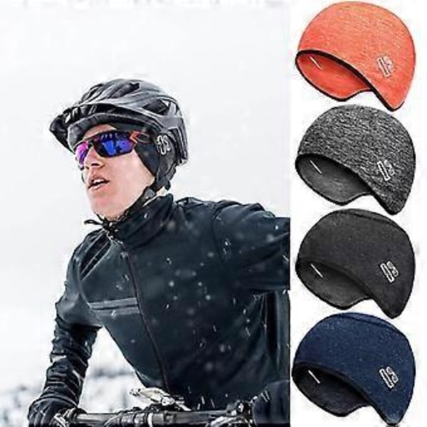 Vinterhue Cykelhue Sports Hjelm Hue Under Hue Mænd Kvinder Varm Fleece (Sort)