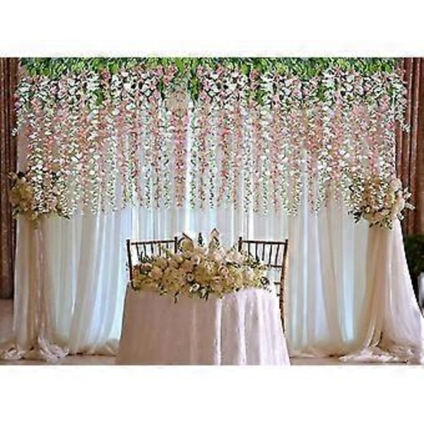 Kunstige Blomster, Kunstig Wisteria, Boligdekoration, Hver Gren Er 110 cm Lang, Lavet Af Silke (hvid) A Yu( Pink)